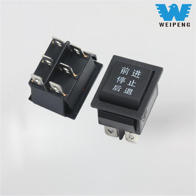 KCD4 Black 31*25mm 6-pin 3-အနေအထား 16A 250V Rocker Switch