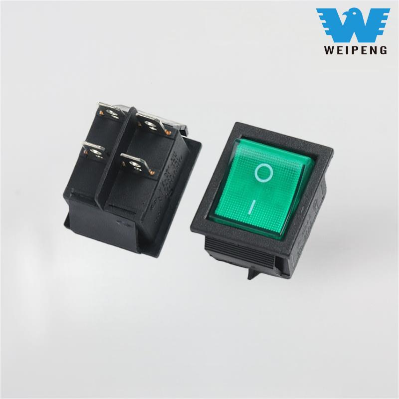 Kcd4 Rocker Switch 2-Position Four-Pin အလင်းဖြင့်
