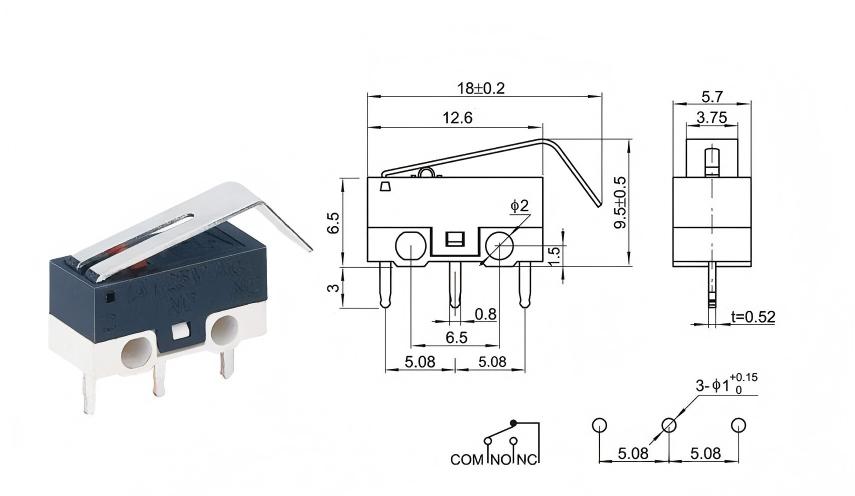 Silver Dot Curved Mouse ခလုတ်