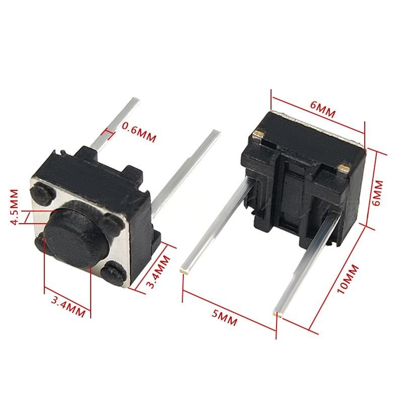 ပင်နံပါတ်နှစ်ချောင်း 6*6*4.5 Micro Tactile Vertical Push Button Switch