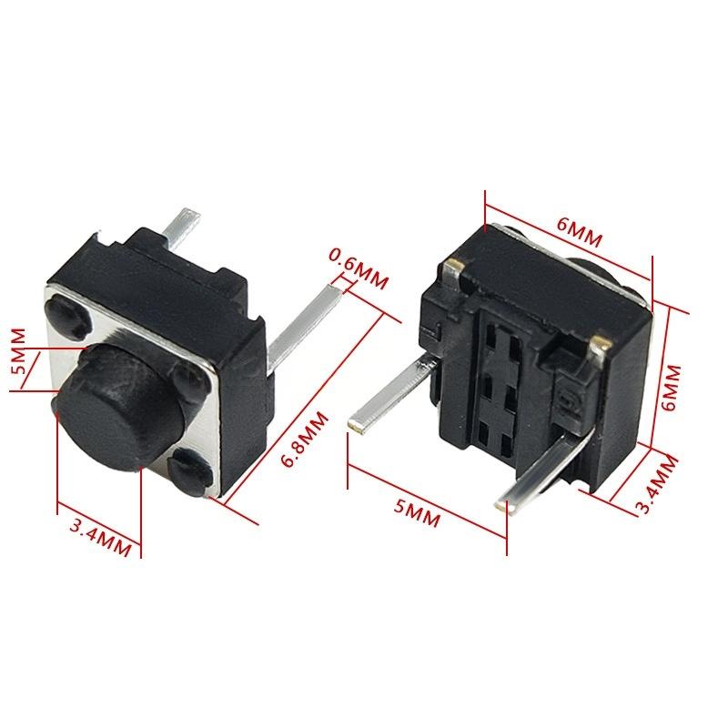 ပင်နံပါတ်နှစ်ချောင်း 6*6*5 Micro-Motion Vertical Tactile Push Button Switch