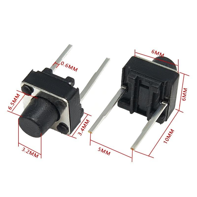 ပင်နံပါတ်နှစ်ချောင်း 6*6*6.5 Micro-Motion Vertical Tactile Push Button Switch