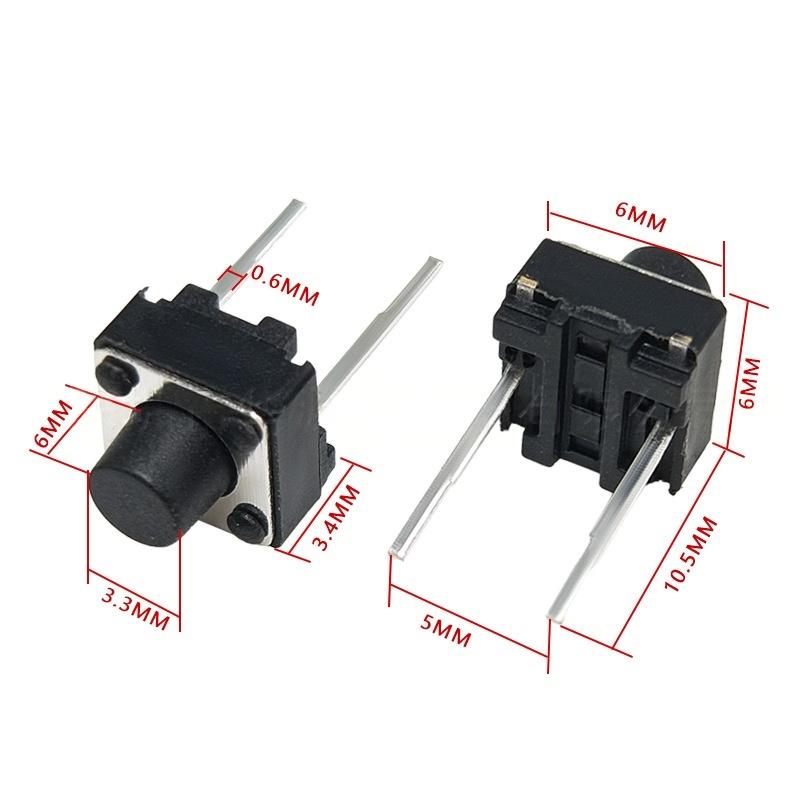 ပင်နံပါတ်နှစ်ချောင်း 6*6*6 Micro-Motion Vertical Tactile Push Button Switch